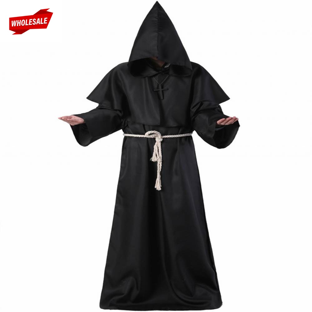 (BC)Friar Medieval Hooded Monk Priest Robe / Plague Doctor, Black Death ...