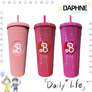 Barbie Pink matte Diamond studded 24oz Straw Cold Cup