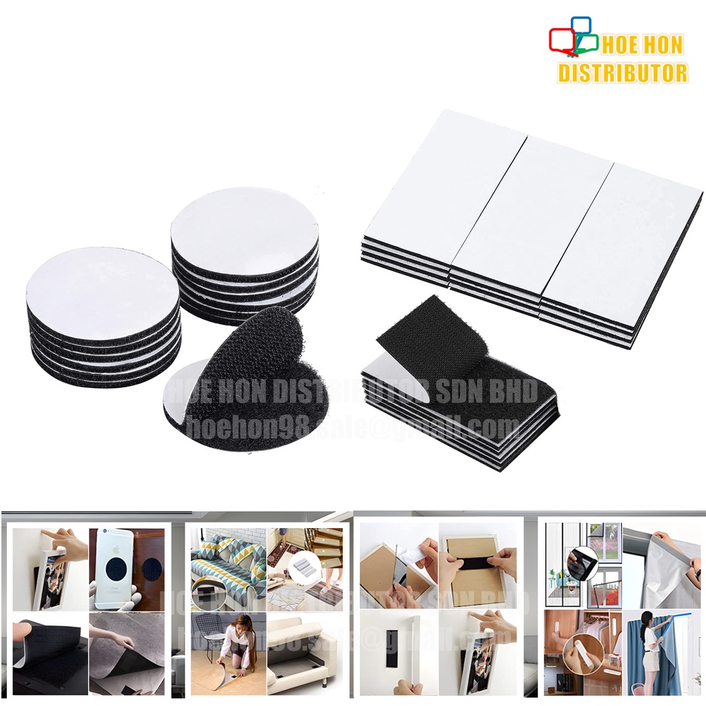Adhesive Precut Velcro 5pcs Round or Square Hook & Loop Fastener Anti