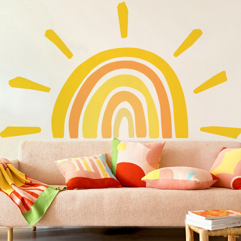 Large Half Sun Wall Decal - Children's Baby Boys Girls Nursery Decor ...