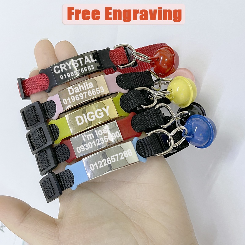 INT Cat Tag Cat Collar Pet Dog Collar Dog Tag Adjustable Collar Name ID ...
