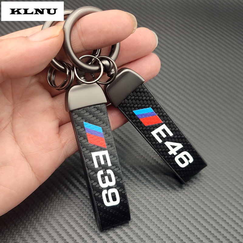KLNU High Grade Carbon Fiber Leather Luxury Women Car Keychain For BMW