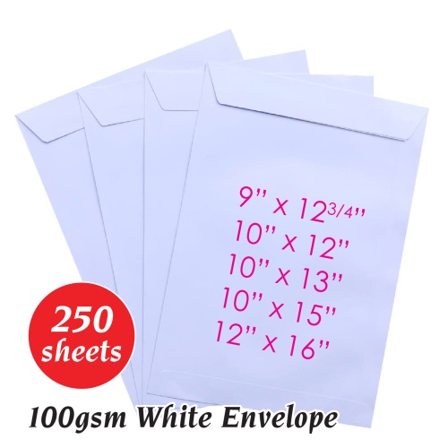 A4 White Envelope 9x14 10x12 10x13 10x15 12x16 A4 Envelope Sampul