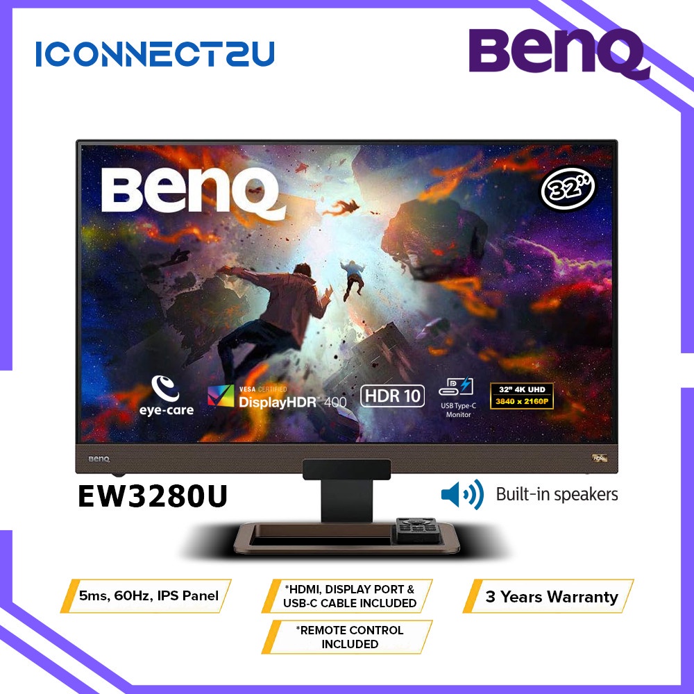 BenQ 32" EW3280U 4K UHD IPS FreeSync HDRi USBC Eye Care Monitor