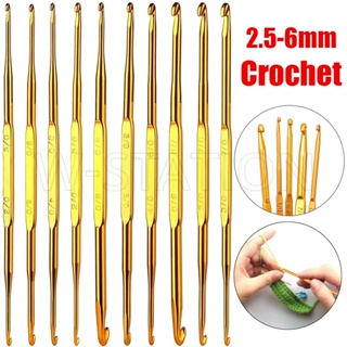 8pcs Gold aluminum Knitting needles and Crochet tools and accessories  Crochet hooks so weave Hooks and