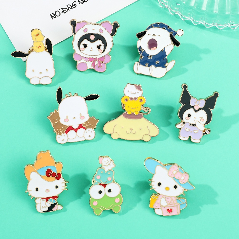 Cute Cartoon Sanrio Enamel Pins Kawaii Rabbit Fox Brooch Kuromi