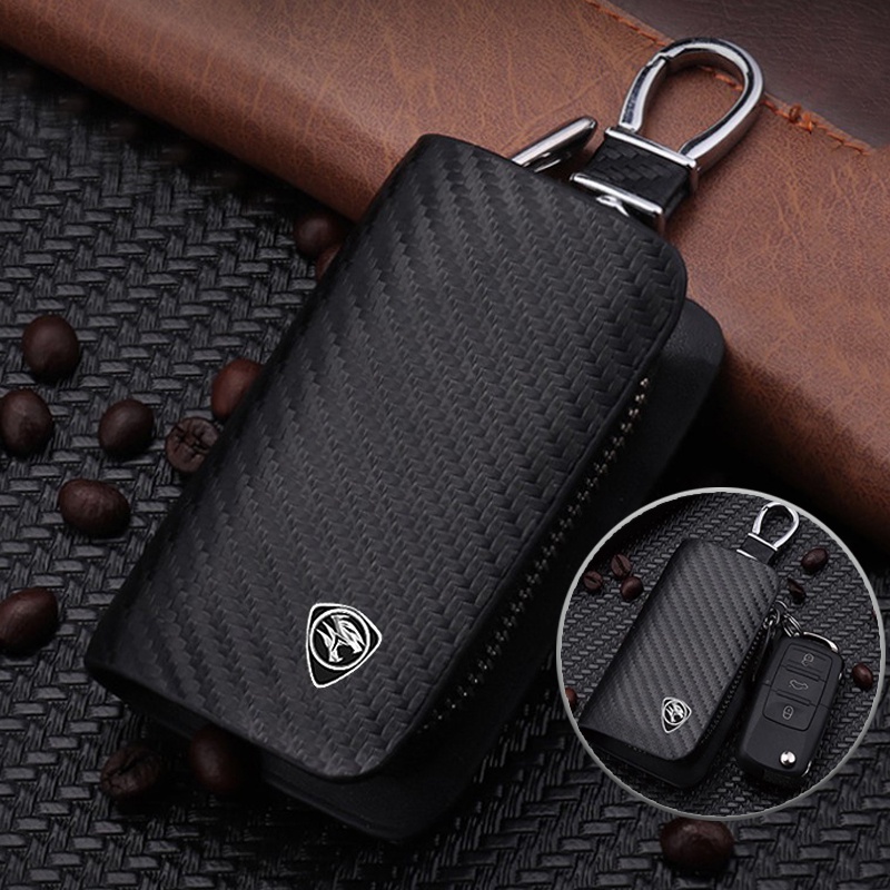 For Proton Car Logo Key Case Holder Wallets Keys Organizer Carbon Fiber