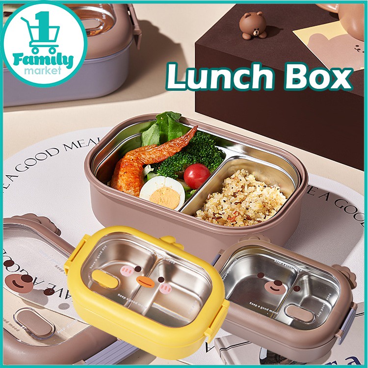 Lunch Box Grid Design Heat Preservation Little Yellow Duck Stainless ...