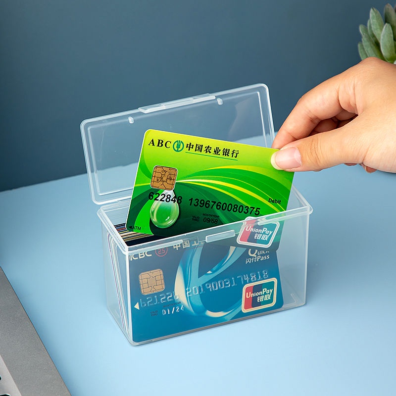 Put Card Storage Box Transparent With Lid Antidust Room Card Credit