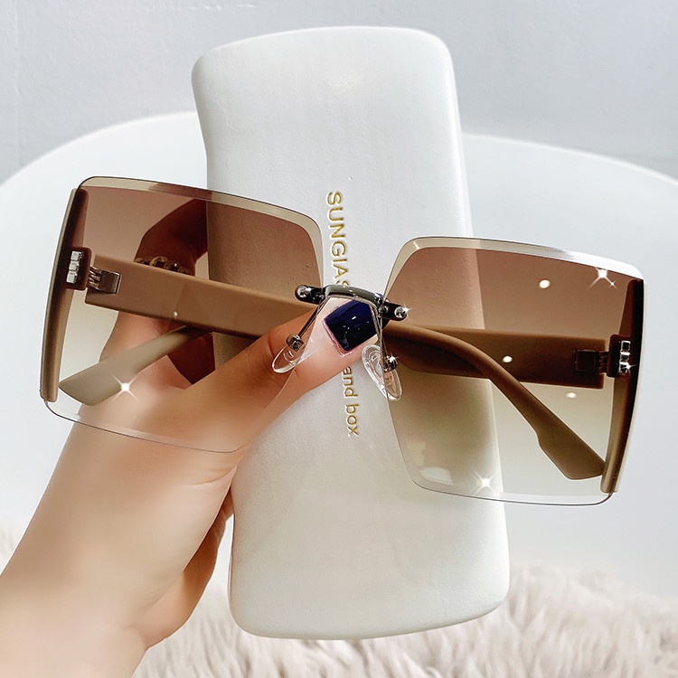 UV400 Rimless cut edge sunglasses for men and women | Shopee Malaysia