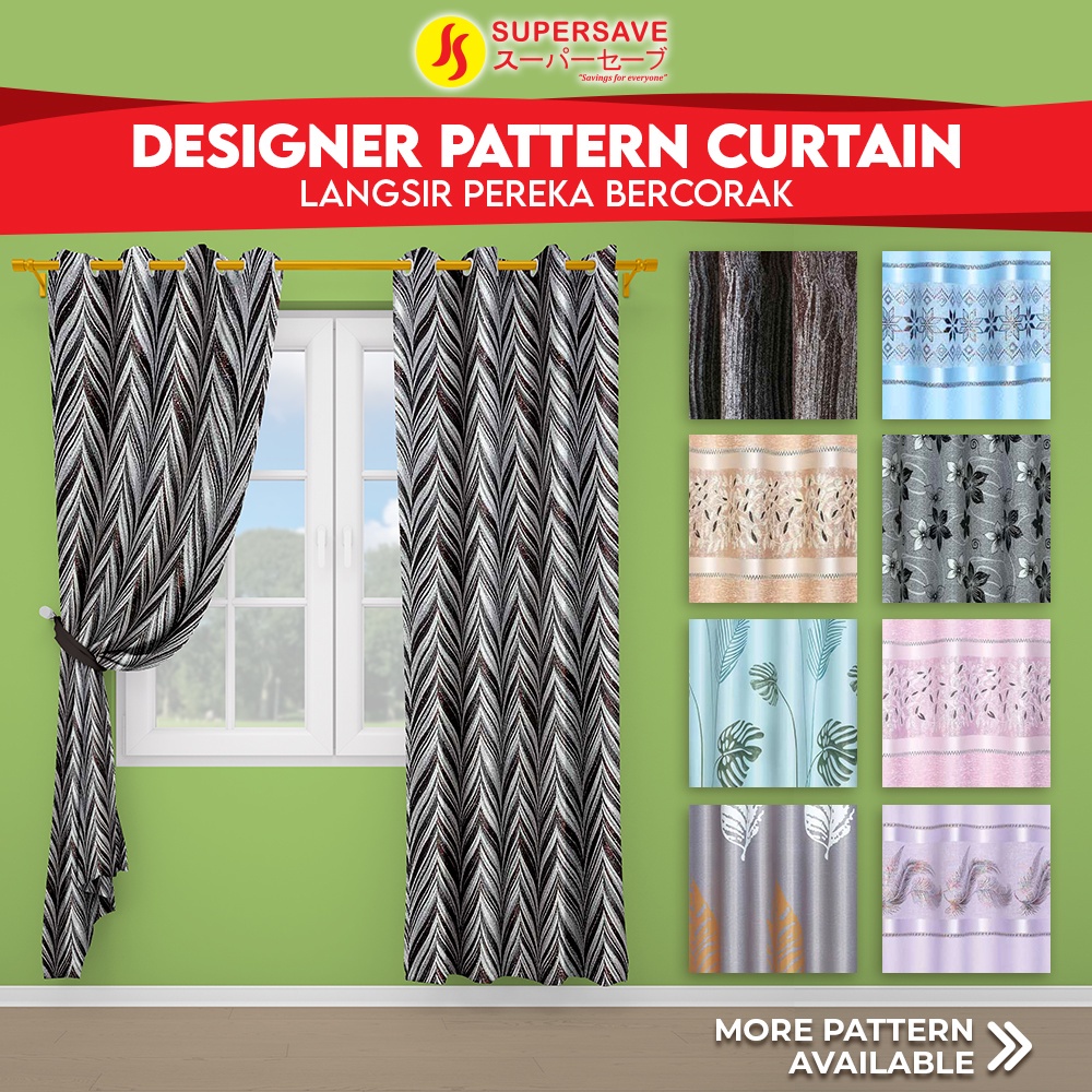 SUPERSAVE Window Curtain Quality Thick Material Patterns Semi Blackout ...