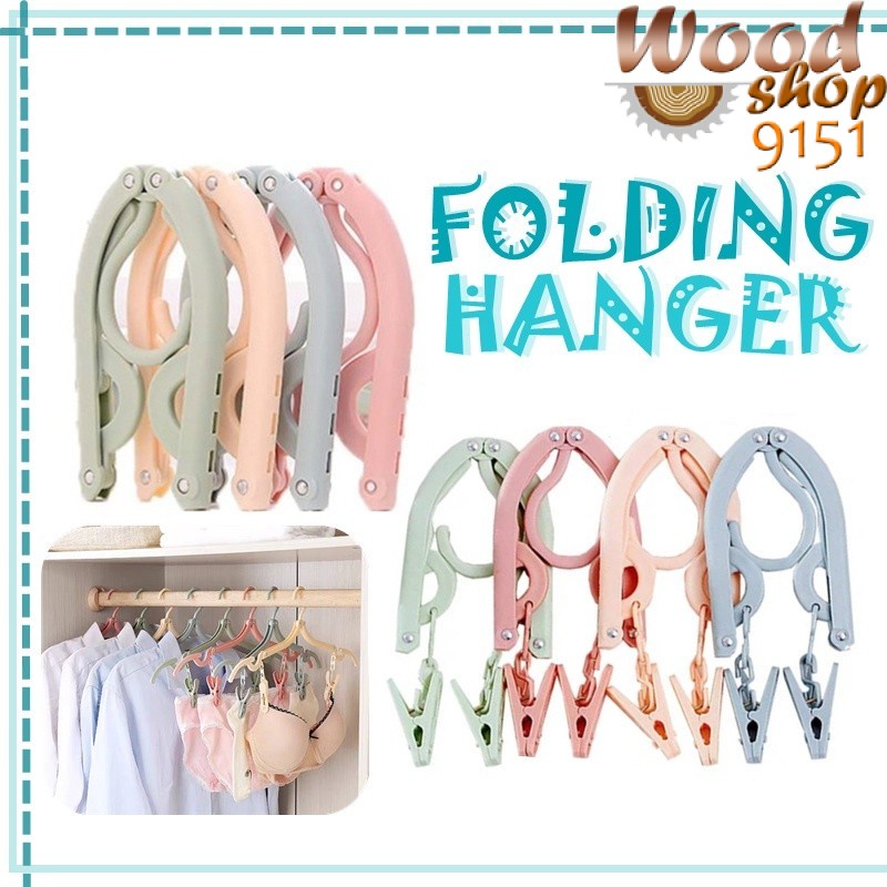 (1 PCS) Folding Hanger Portable Travel Foldable Plastic Hanger Non-slip ...