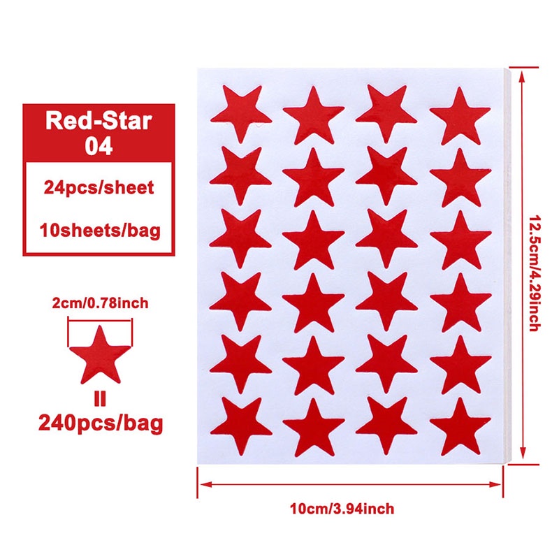 10sheets/bag Red Star Sticker Stamping Five Pointed Star Sticker ...