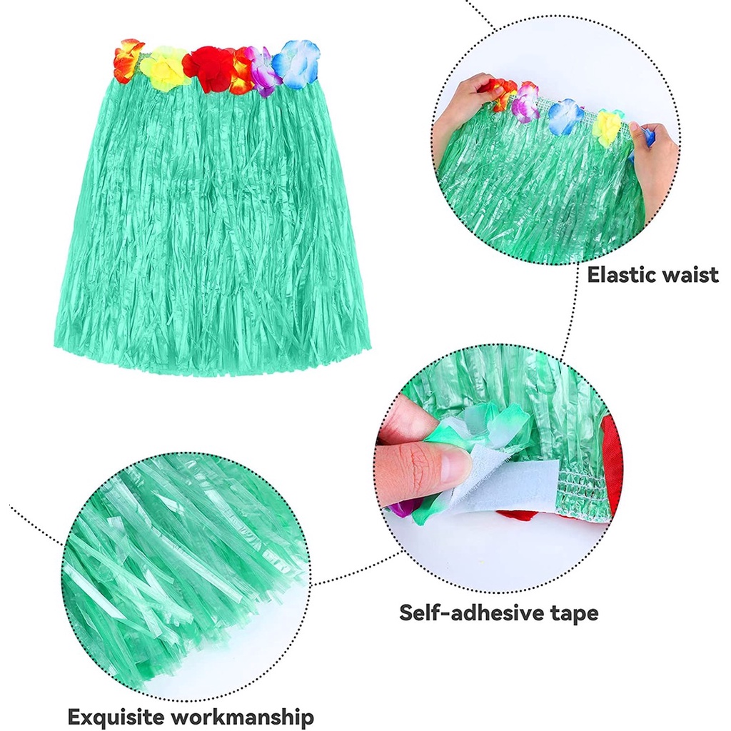 Womens Grass Hula Skirt Plain Adult 80cm Straw Coloured Plastic main image 1