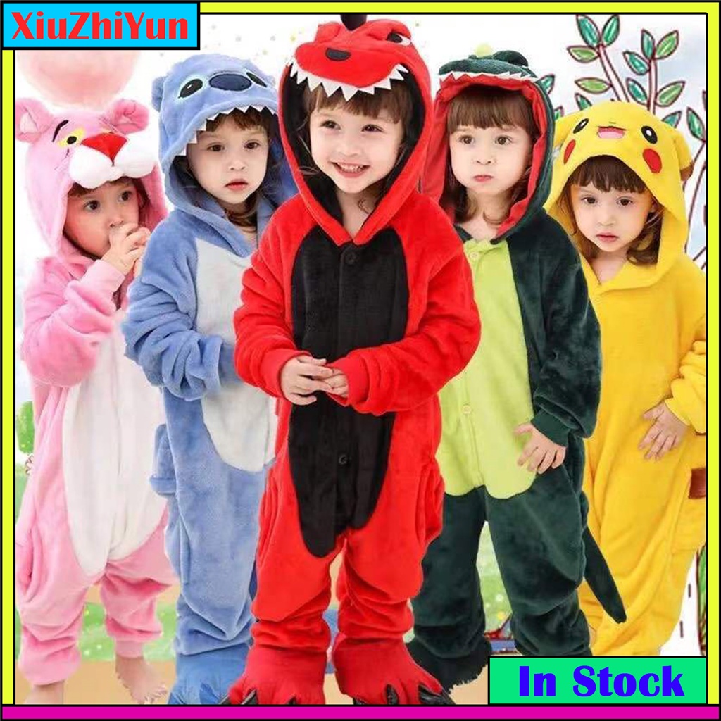 Kigurumi Spiderman Dinosaur Stitch Pikachu Panda Onesies Pajamas Kids