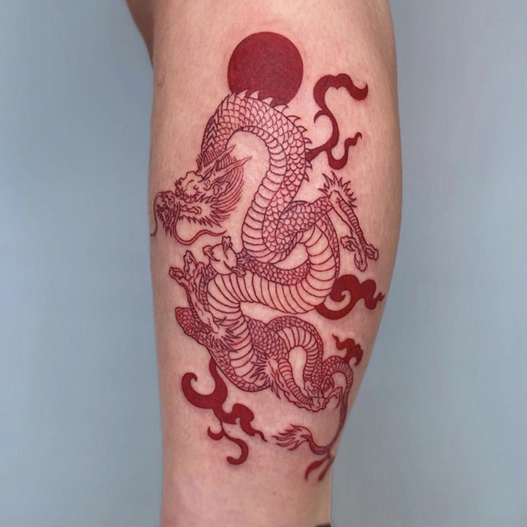 Red Dragon Tattoo Sticker Waterproof Men And Women Temporary Tattoo