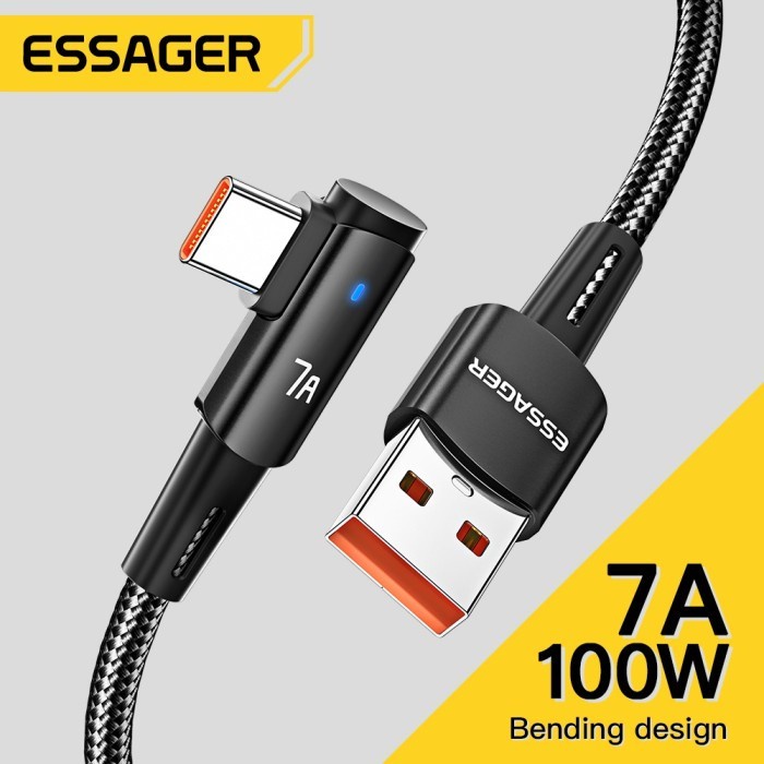 Essager Cable Charger LED Elbow USB A to Type C 7A 100W Support Dart