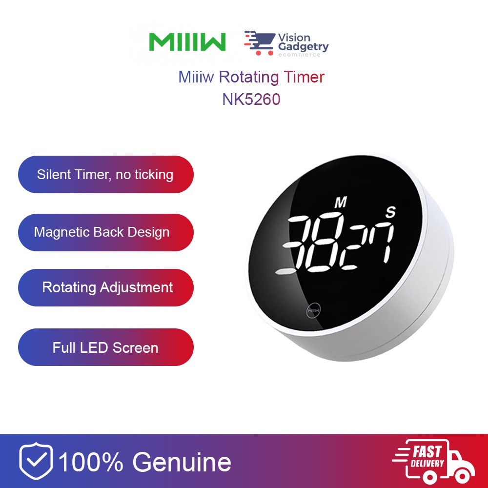 Miiiw Digital Rotating Countdown Timer Magnetic Kitchen Workout NK5260 ...
