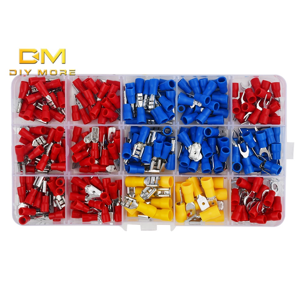 Diymore 280pcs Electrical Wire Connectors Insulated Wire Crimp Terminals Mixed Butt Ring Fork 