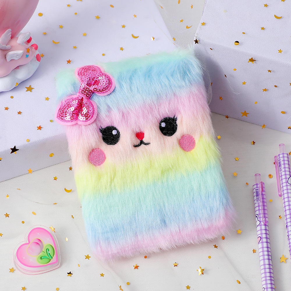 Cartoon Plush Notebook Cute Girl Embroidery Hand Ledger Student Award ...