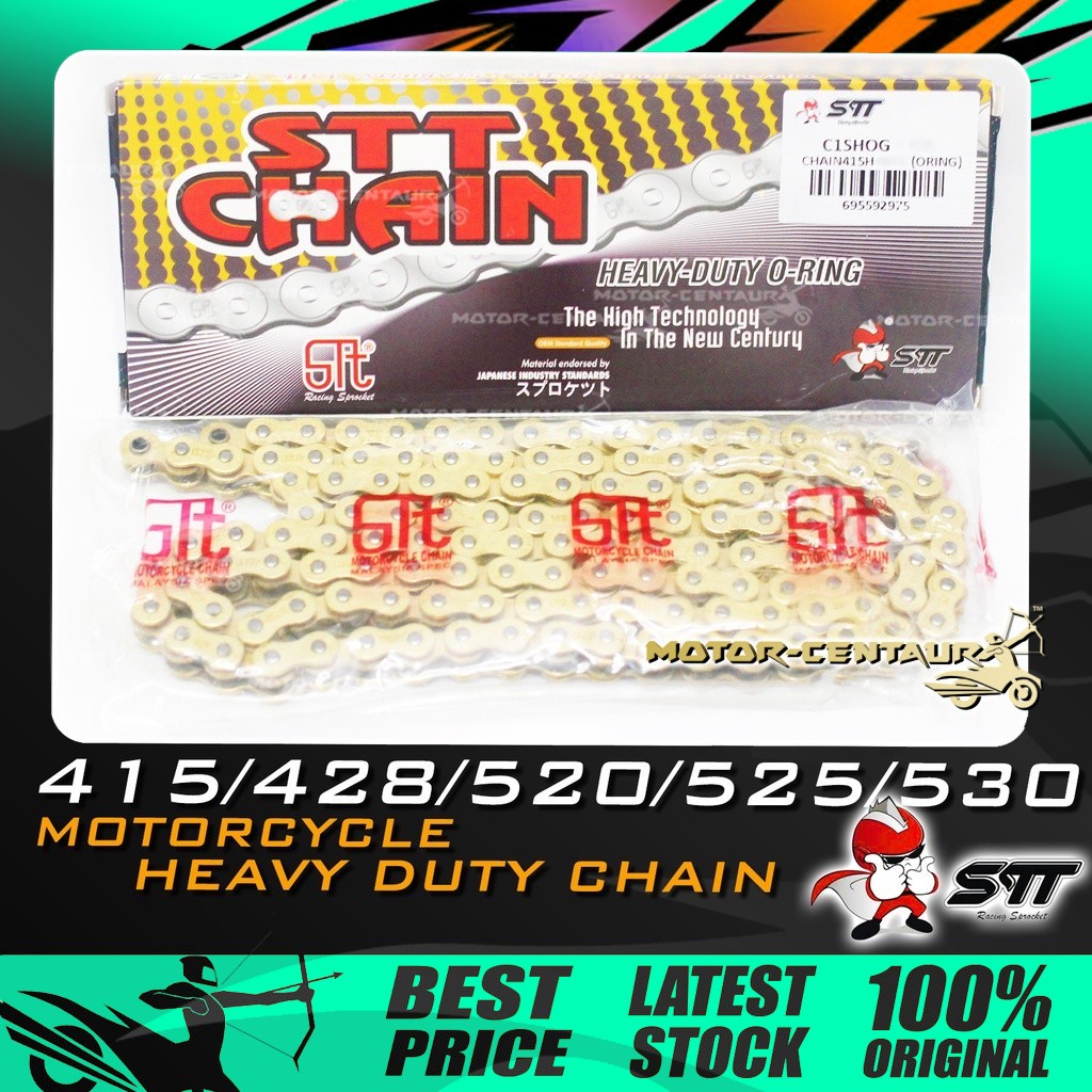 RANTAI STT 415/428-122L/132L/140L MOTORCYCLE CHAIN GOLD/STEEL LC135,EX5 ...