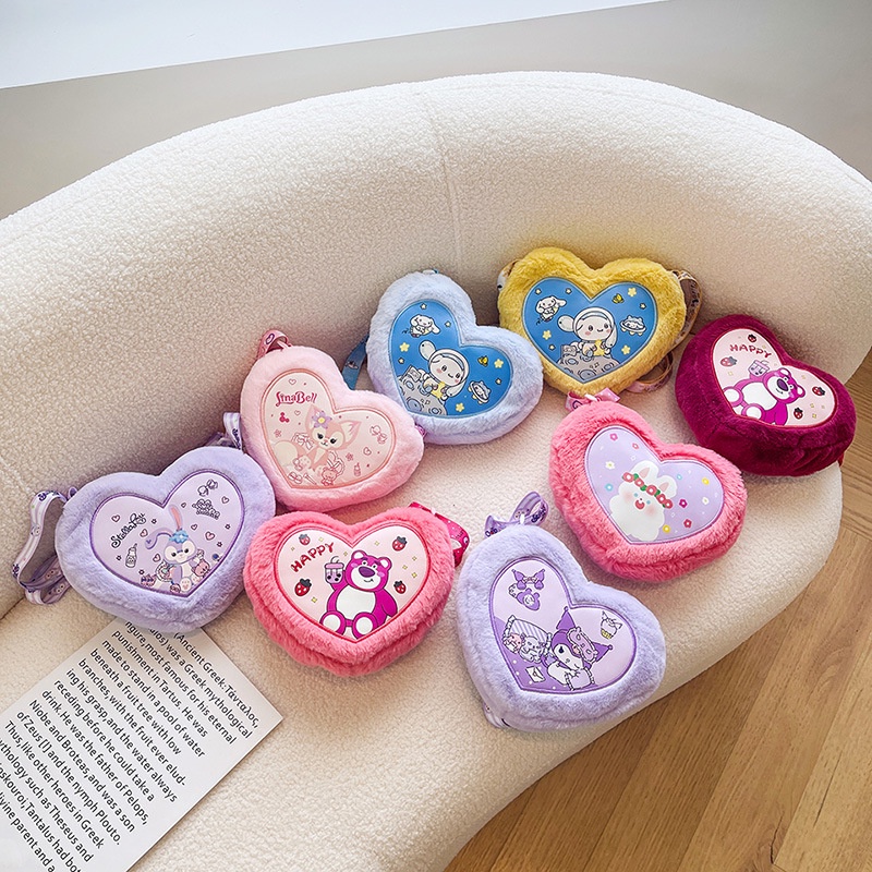 Riconini Cartoon Love Plush Toy Messenger Bag Sweet Cute Coin Purse