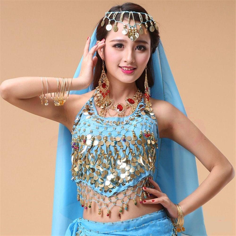 Oceanmap Belly Dance Sequin Top Polyester Tassel Shiny Fringe