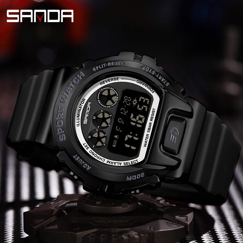 Sanda Men's Waterproof Hand Lamp Luxury Digital Multifunctional Alarm ...