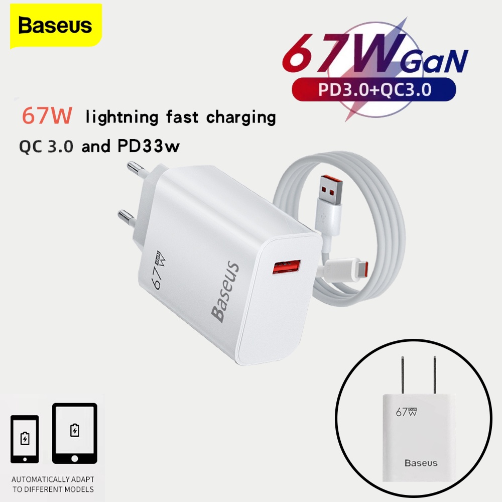 Baseus 67W USB Charger Fast Charging Adapter Quick Charge 3.0 10A USB ...