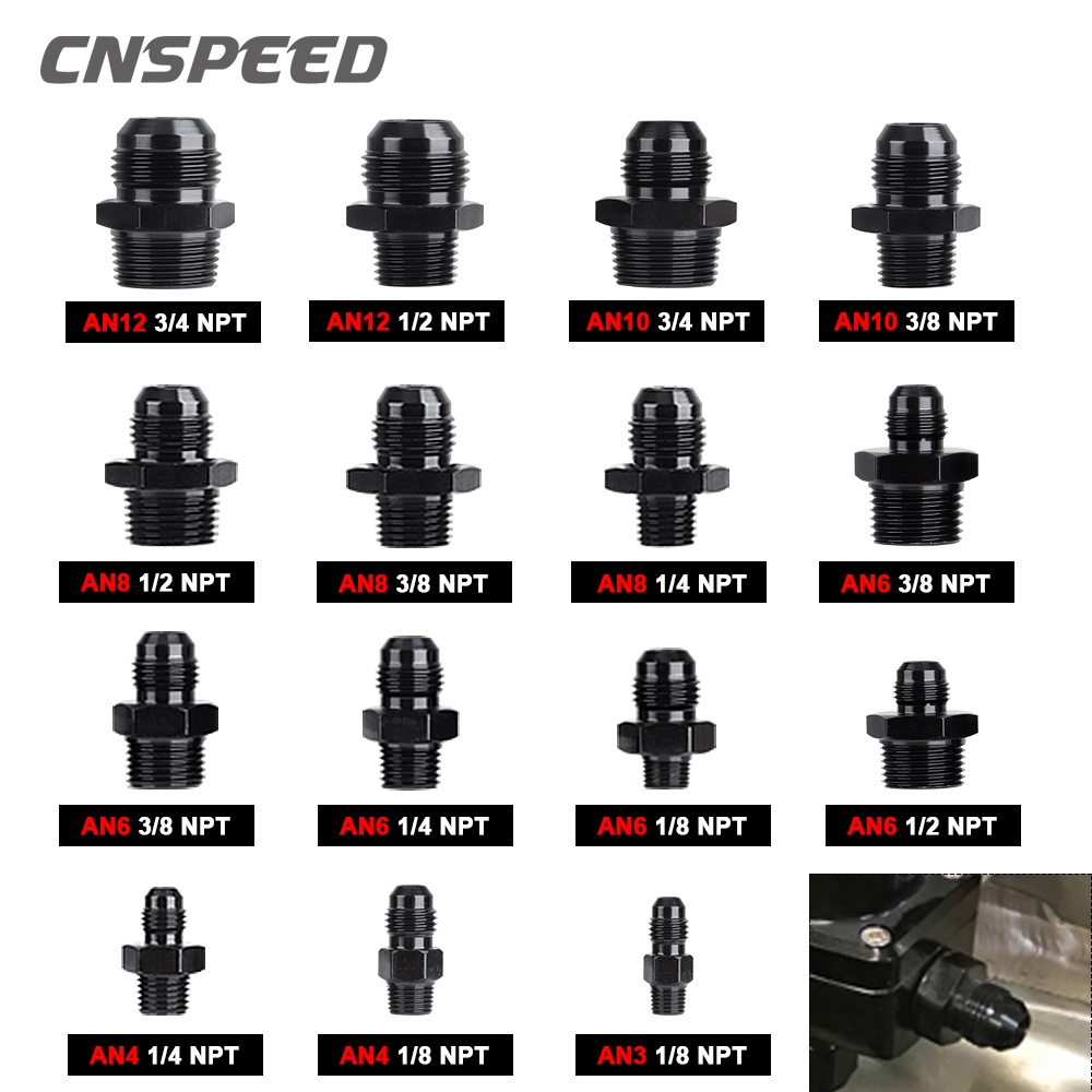 Fivestarautopartsupplier AN To NPT Straight Male Flare Adapter Fittings – AN4 To AN12, Blue Anodized Aluminum