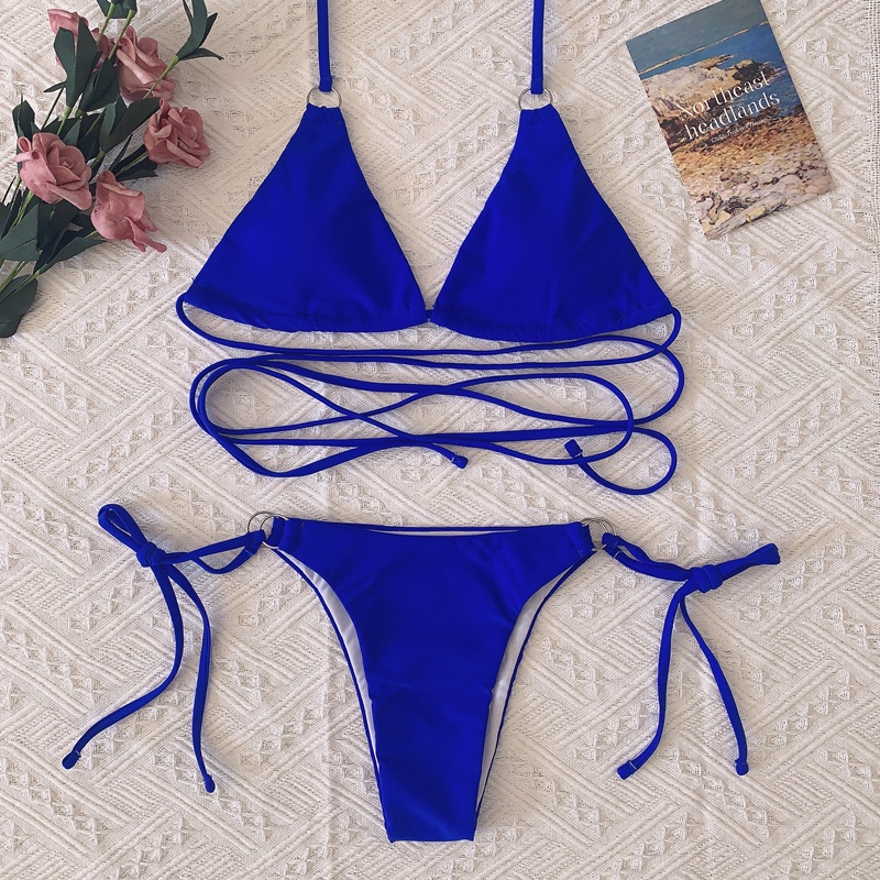 Bikini Swimsuit Women's Royal Blue Sexy Bikini Long Rope Strappy ...