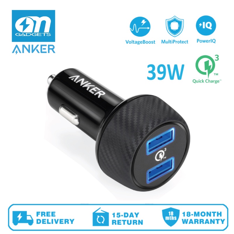 Anker A2228 PowerDrive Speed 2 Quick Charge 3.0 39W Dual USB Car Charger for Galaxy S7/S6/Edge