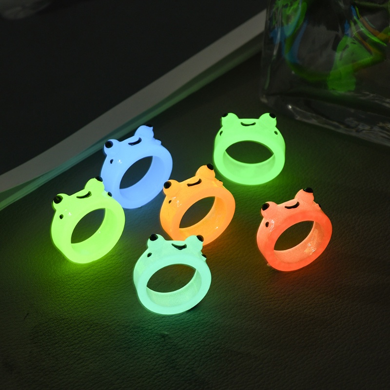 Cute Glowing Frog Rings Resin Finger Circlet Girls Kids Funny ...