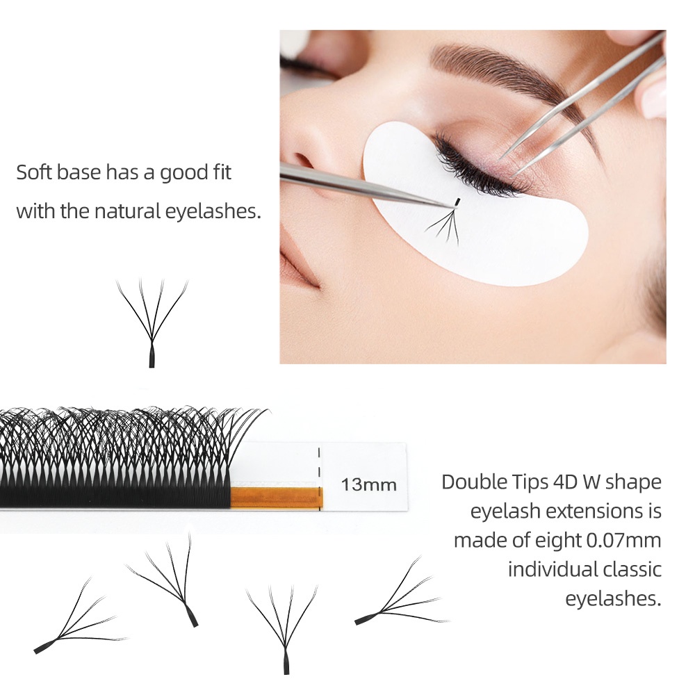 NAGARAKU Double Tips 4D W Shape Eyelash Extensions Split Top 8 ...