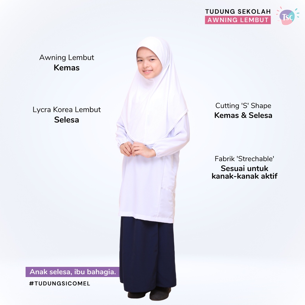 Tudung Sekolah Awning Lembut Original TudungSiComel (Collection B ...