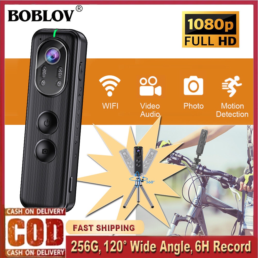 BOBLOV D1 WIFI Mini Body Camera, HD 1080P OLED Screen Camera IR Night ...