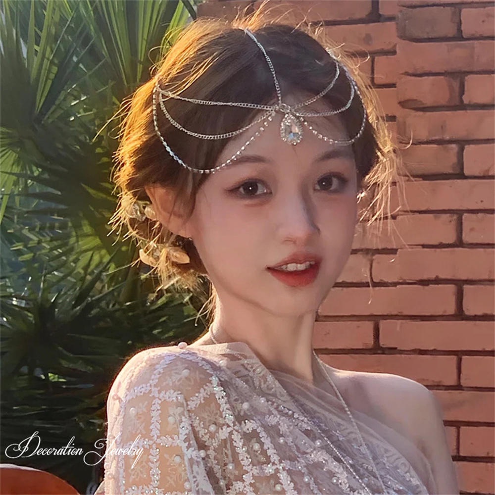 Crystal Forehead Eyebrow Pendant Headwear European American Bride Water