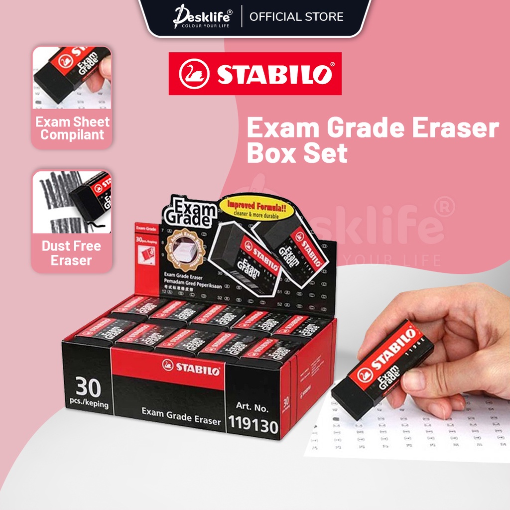 Stabilo Exam Grade Pencil Eraser Set 10s/30s/40 Rubber Erasers Dust