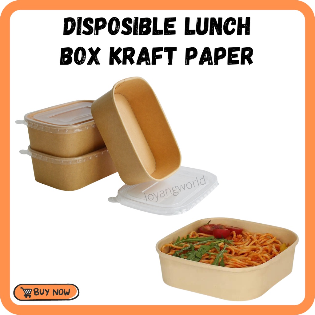 Disposable Lunch Box Kraft Paper Rectangular Fast Food Box For Salad ...