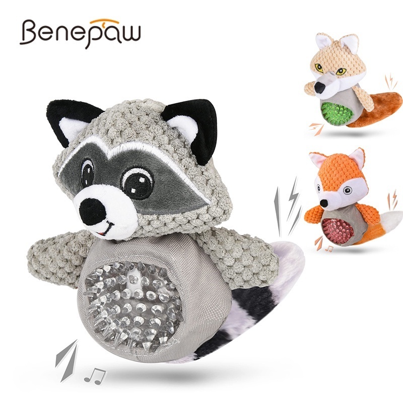 Benepaw Tough Squeaky Dog Chew Toys Safe Stuffed Plush Animal Shaped