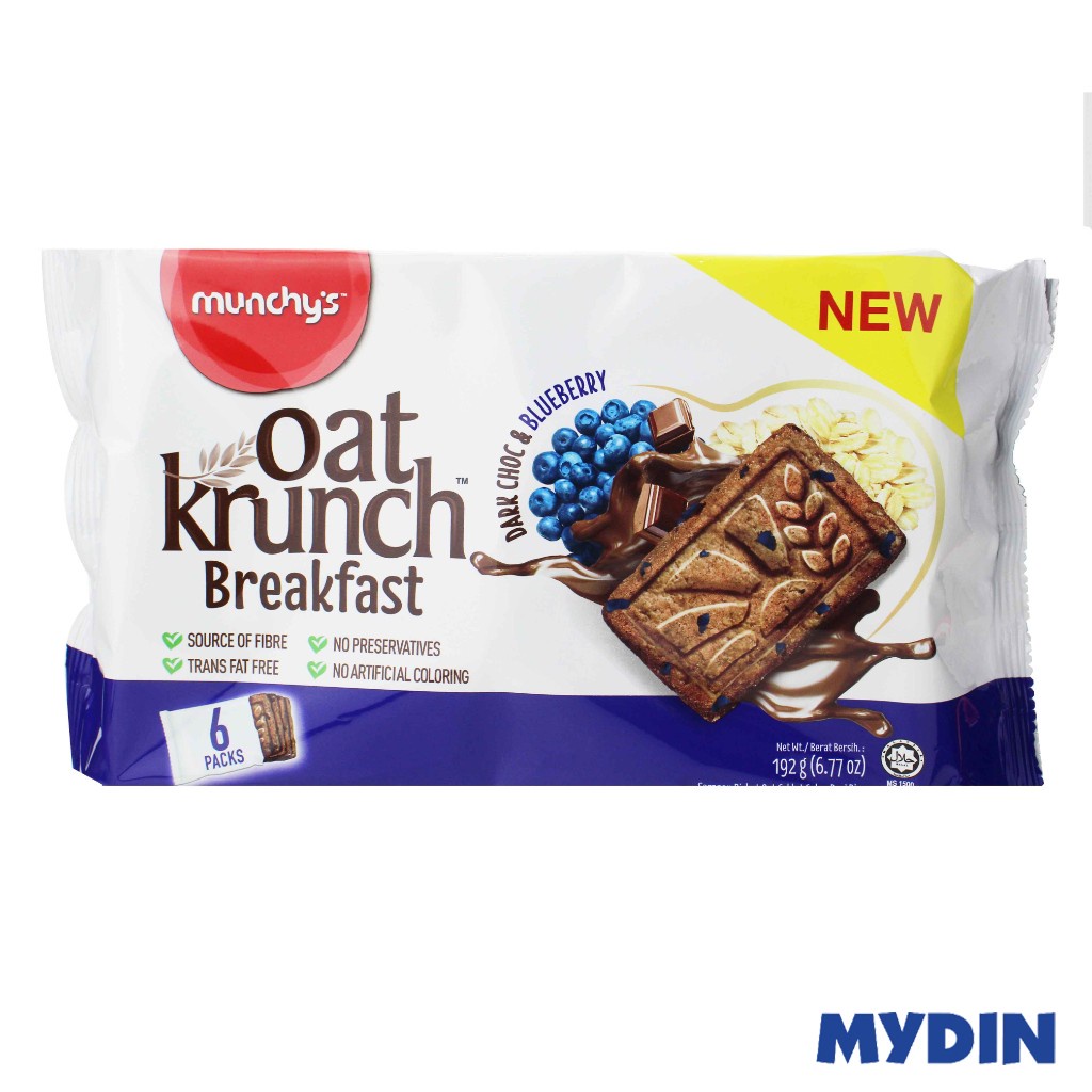 Munchy's Oat Krunch Breakfast Dark Chocolate & Blueberry (192g ...