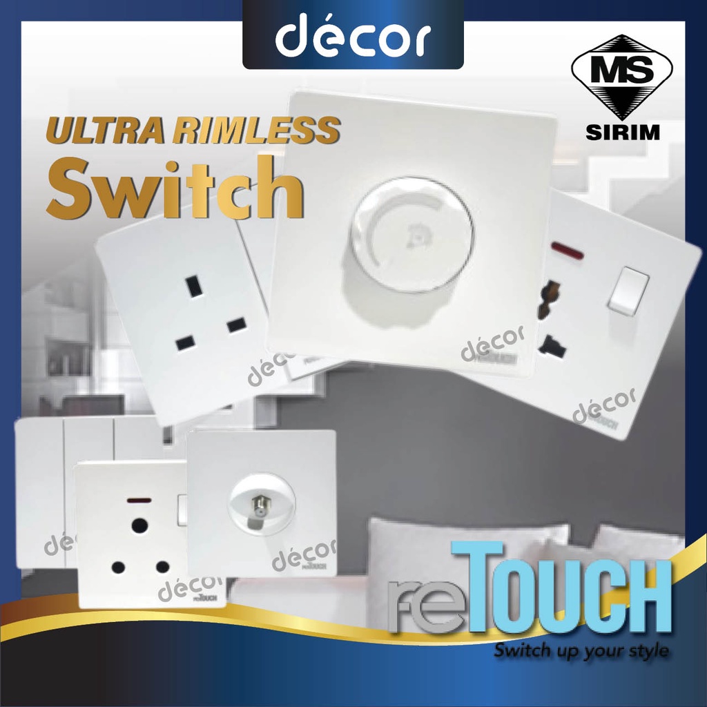 Sirim Retouch Ultra Rimless 16a Wall Switches And Sockets Multiple Gang Auto Gate Doorbell 2448