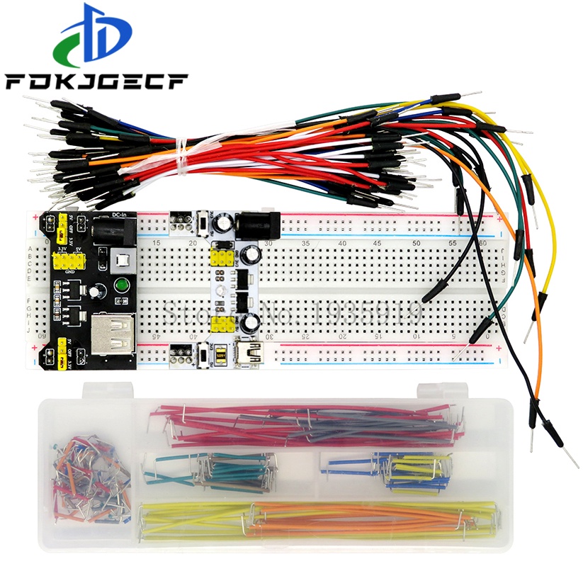 MB102 Con Cavi Jumper Kit Inizio Elettronica: Alimentatore MB102 3.3V/5V Breadboard 830 Punti 65 Cavi Jumper Kit Elettronica Breadboard - Foto 3