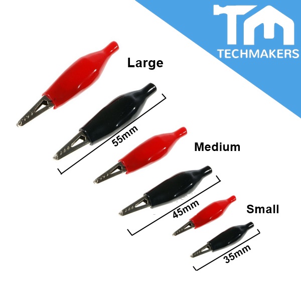 Alligator Clip Crocodile Clip Klip Buaya Red / Black Size 35mm/45mm/55mm with Sleeve Sleeving DIY Electronics Wire