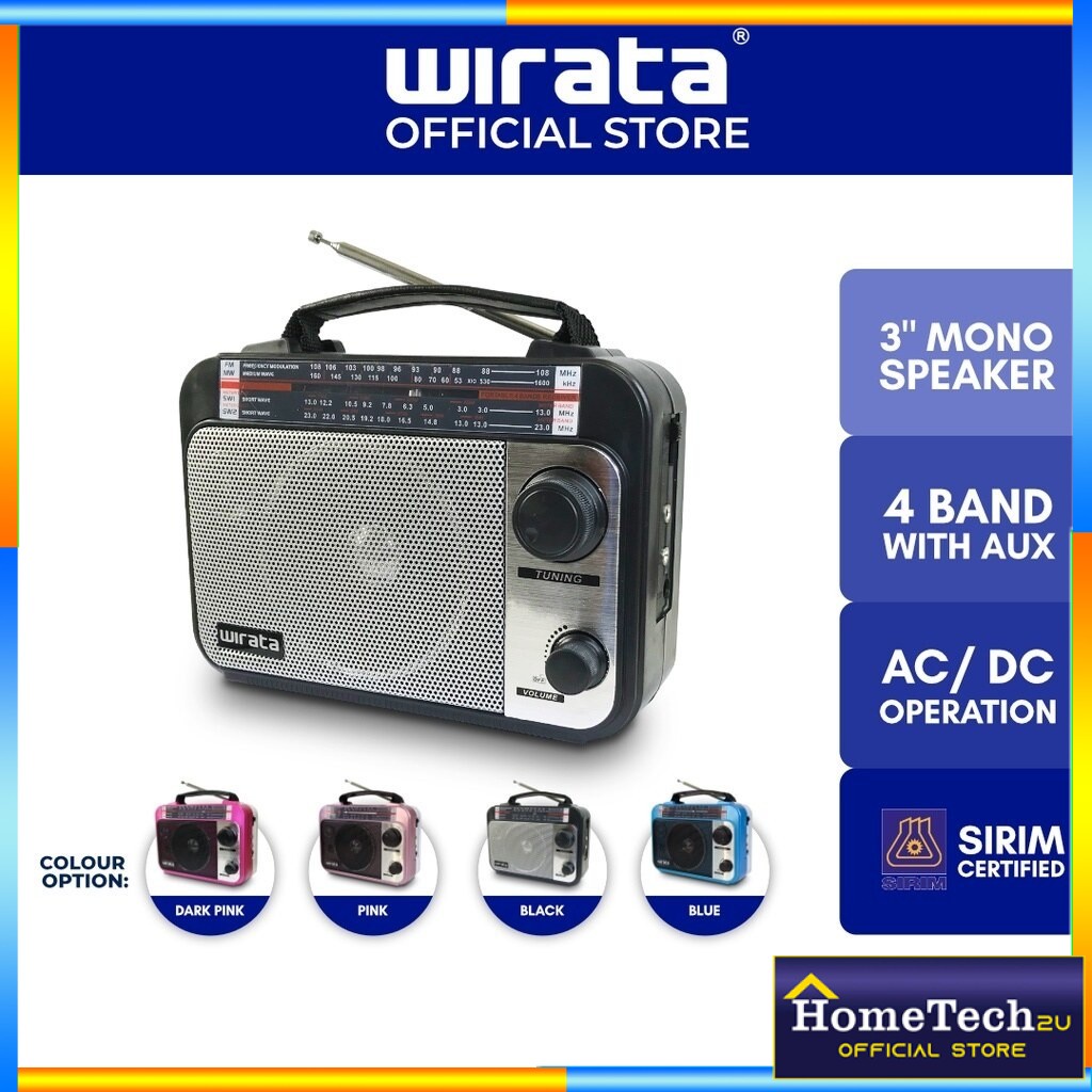 Wirata Portable Radio AUX AM/FM radio MW SW1 SW2 Travel radio with
