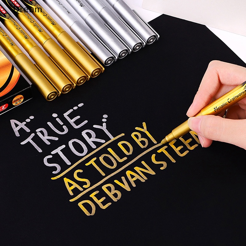 Gold Silver Colour Craft Pen Waterproof Paint Pen Sign Mark Metal Pen ...