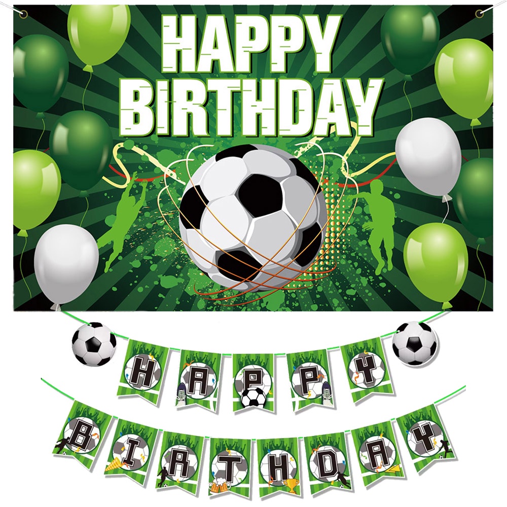 Soccer Football Theme Backdrops Banner Balloons Kids Boy Happy Birthday ...