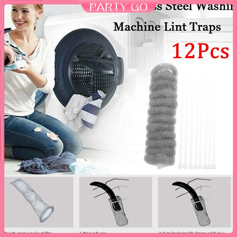 12pcs Washing Machine Lint Traps Cable Ties Snare Filter Screen