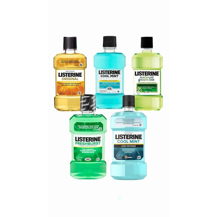 LISTERINE MOUTHWASH ORIGINAL COOL MINT NATURAL GREEN TEA LESS