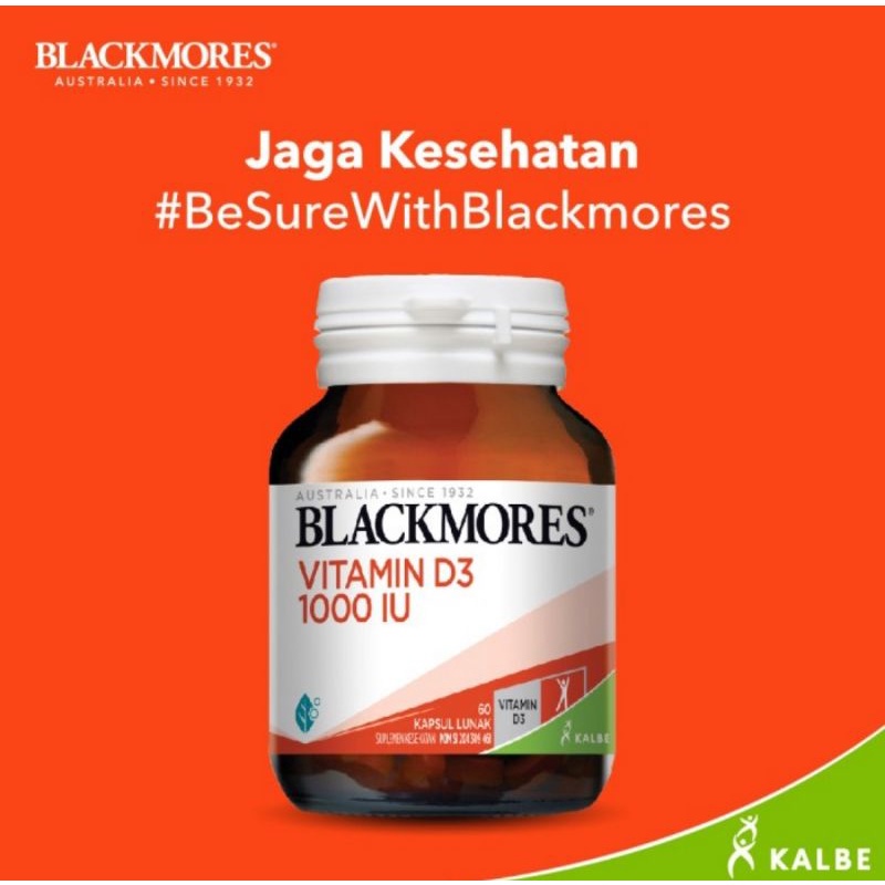 Blackmores VITAMIN D3 1000IU 60 SOFTGEL CAPS BPOM KALBE VIT D 3 1000IU ...